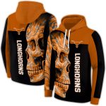 Texas Longhorns Skull Motif All Over Print Hoodie