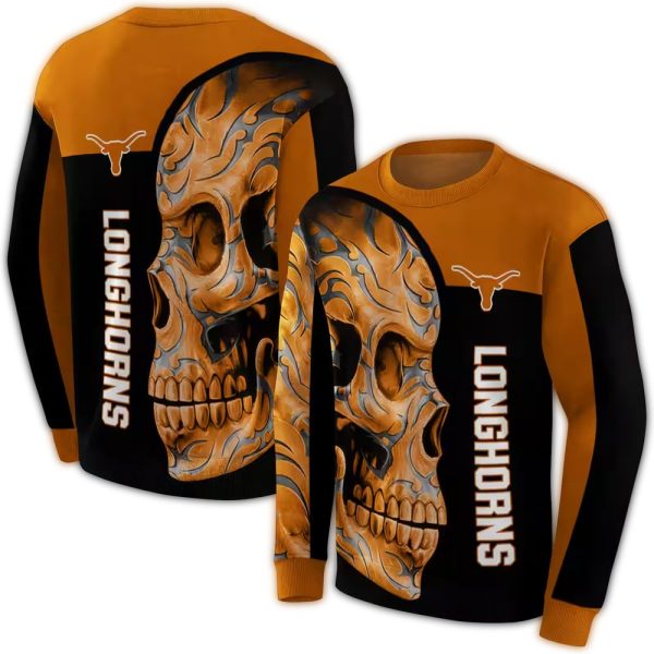 Texas Longhorns Skull Motif AOP Sweatshirt 1