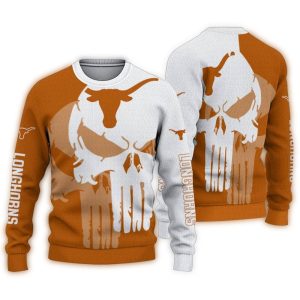 Texas Longhorns Skull Punisher Split Ugly Sweater