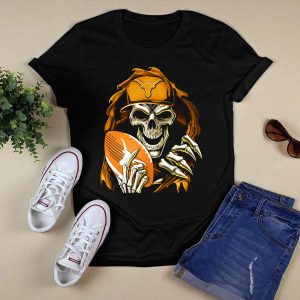 Texas Longhorns Skull With Football And Cap T-Shirt