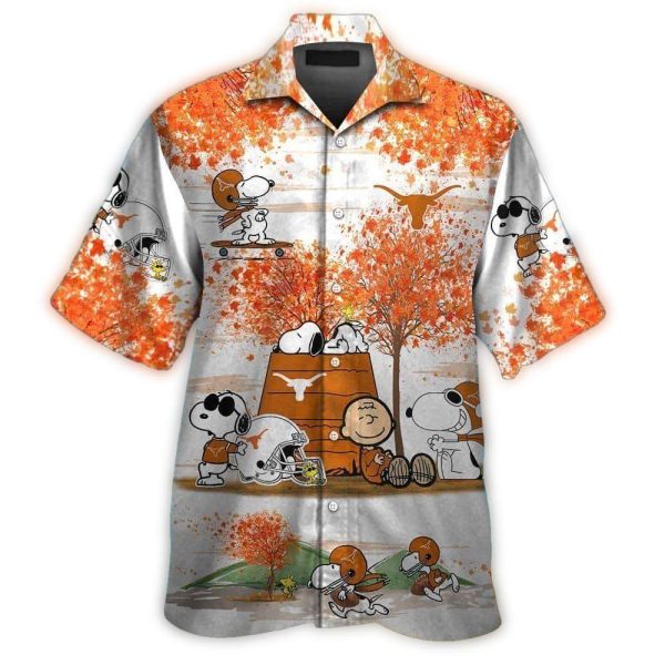 Texas Longhorns Snoopy Autumn Hawaiian Shirt 1