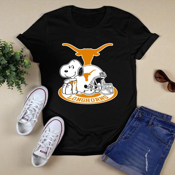 Texas Longhorns Snoopy Football Helmet T Shirt Style 1 Black 1
