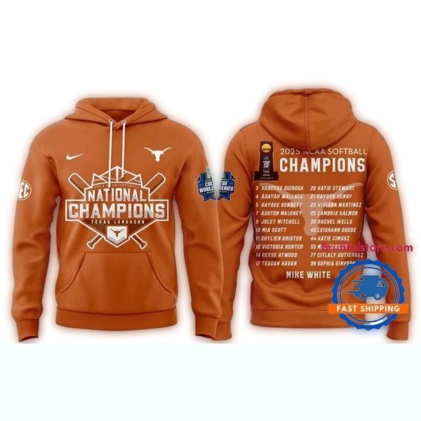 Texas Longhorns Softball Womens College World Series 2025 Champions 3D Hoodie 1