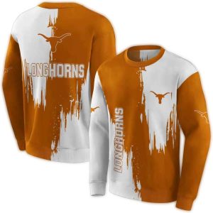 Texas Longhorns Splatter Effect All Over Print Sweatshirt