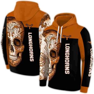 Texas Longhorns Sugar Skull All Over Print Hoodie