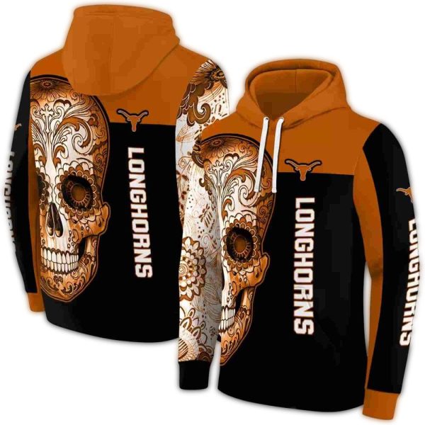 Texas Longhorns Sugar Skull AOP Hoodie 1