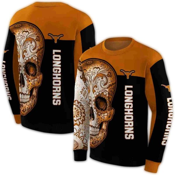 Texas Longhorns Sugar Skull AOP Sweatshirt 1