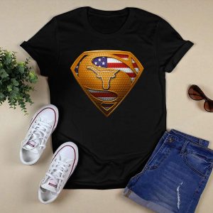 Texas Longhorns Superman Shield American Flag Spm T-Shirt