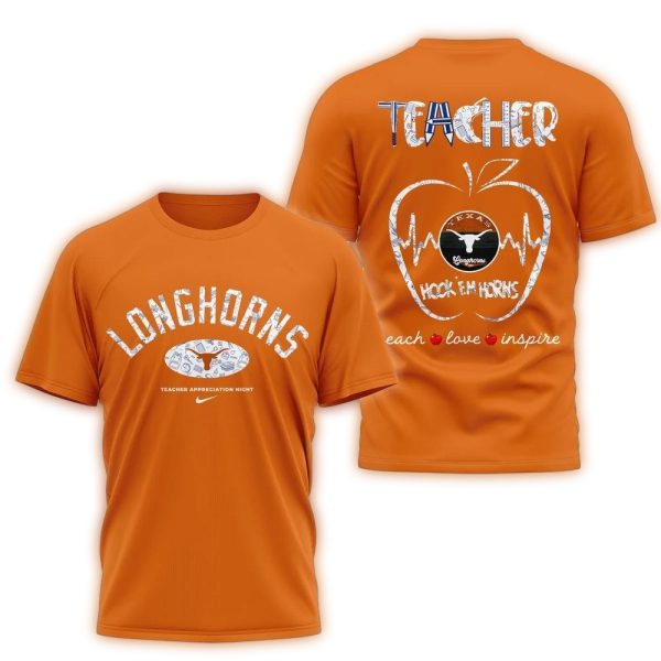 Texas Longhorns Teacher Appreciation Night 3D Shirt 1