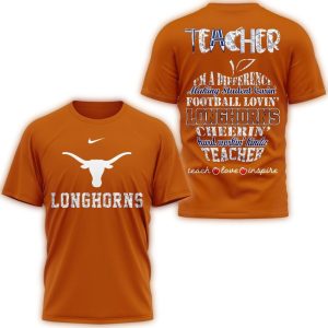 Texas Longhorns Teacher Teach Love Inspire All Over Print T Shirt