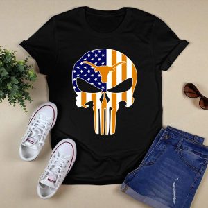 Texas Longhorns The Punisher American Flag Skull T-Shirt