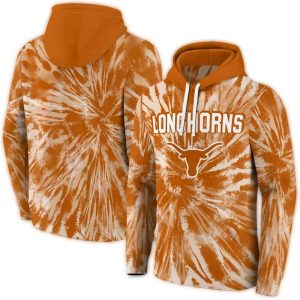Texas Longhorns Tie Dye Pattern All Over Print Hoodie