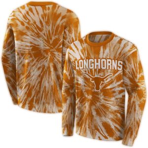 Texas Longhorns Tie Dye Pattern All Over Print Sweatshirt