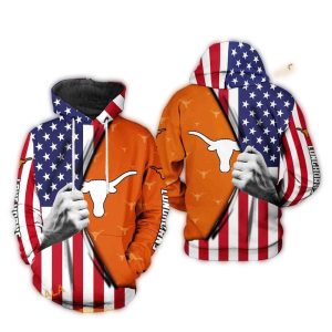 Texas Longhorns Us Flag For 4Th Of July All Over Print Hoodie
