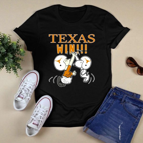 Texas Longhorns Win High Five Football Victory T Shirt Style 1 Black 1