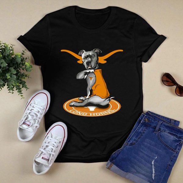 Texas Longhorns With Orange Longhorns Dog Logo And Orange Vest T Shirt Style 1 Black 1
