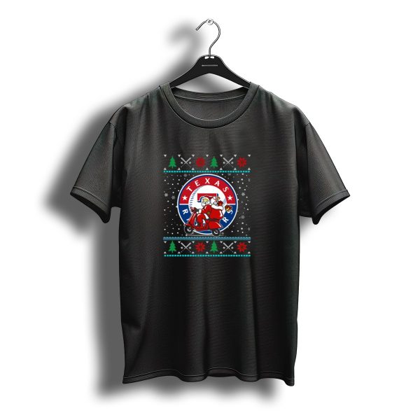 Texas Rangers Baseball Santa Christmas Scooter Ugly T Shirt t shirt 1