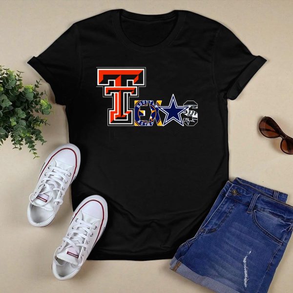 Texas Tech Cowboys Astros Spurs T Shirt Black 1