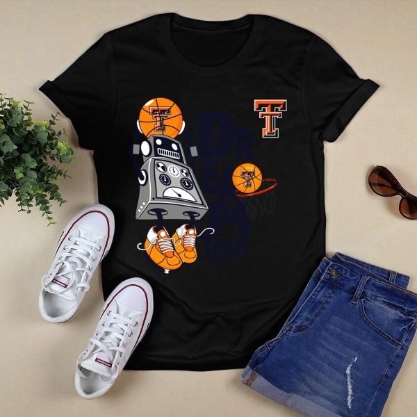 Texas Tech Dream Team Basketball Robot With Ttu Logos T Shirt Black 1