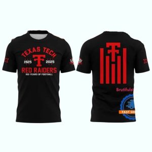 Texas Tech Red Raiders 100 Years Of Football 1925 2025 All-Over Print T-Shirt