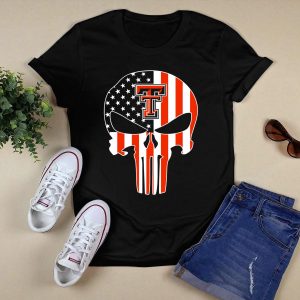 Texas Tech Red Raiders American Flag Punisher Skull T-Shirt
