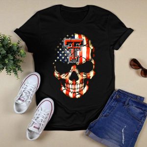 Texas Tech Red Raiders American Flag Skull T-Shirt