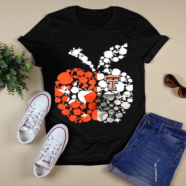 Texas Tech Red Raiders Apple Pattern State Flag T Shirt Black 1