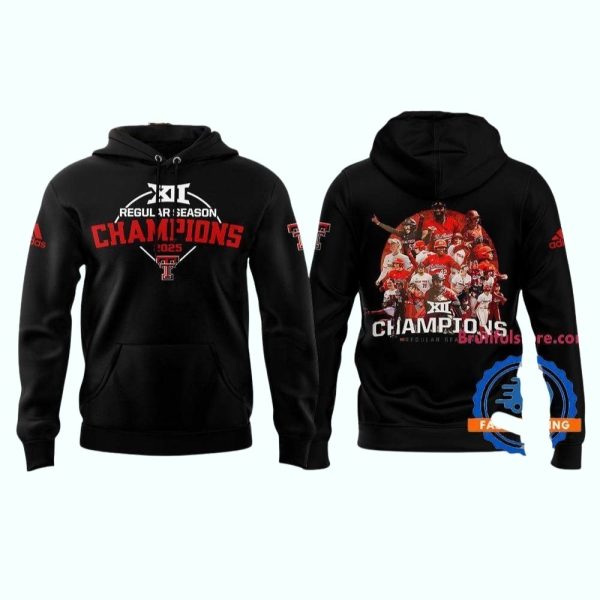 Texas Tech Red Raiders BIG 12 CHAMPIONS 2025 Team Graphic Hoodie 1