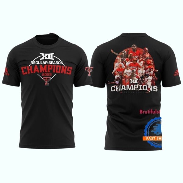 Texas Tech Red Raiders BIG 12 CHAMPIONS 2025 Team Graphic T Shirt 1