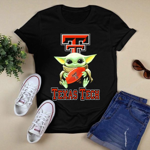Texas Tech Red Raiders Baby Yoda Football T Shirt Black 1