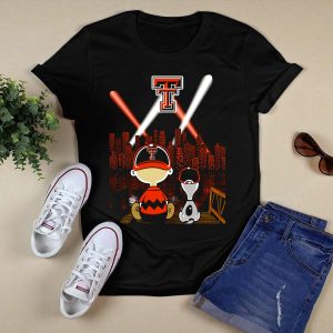 Texas Tech Red Raiders Cityscape Night Adventure With Iconic Characters T-Shirt