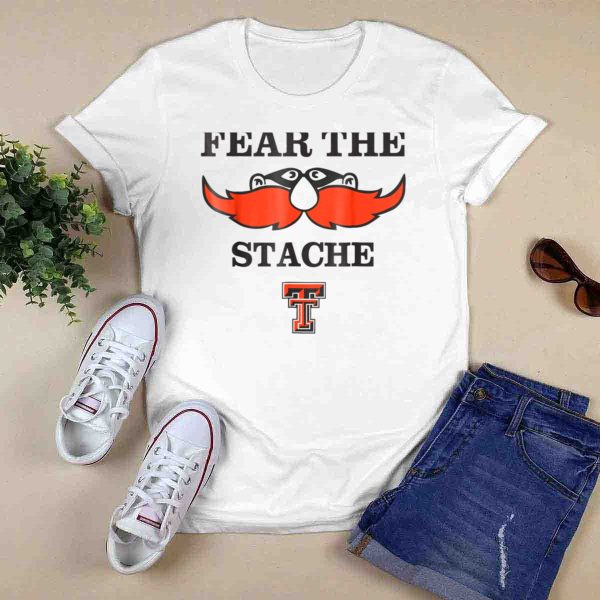 Texas Tech Red Raiders Fear The Stache TT Logo Mustache T Shirt 0