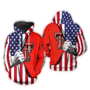 Texas Tech Red Raiders Flag American My Heart All-Over Print Hoodie