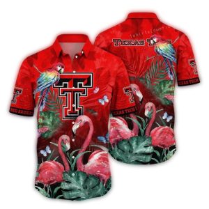 Texas Tech Red Raiders Flamingo Landscape Art Hawaiian Shirt