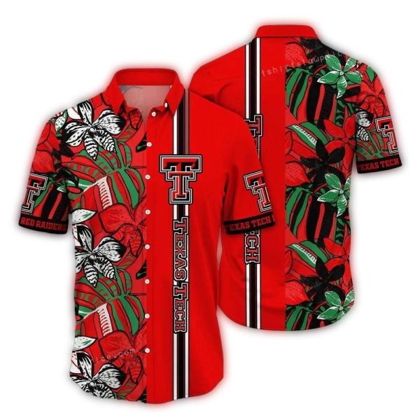 Texas Tech Red Raiders Floral Flower Leafs Stripe Hawaiian Shirt 1