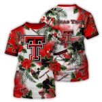 Texas Tech Red Raiders Floral Flower Pattern All-Over Print T-Shirt