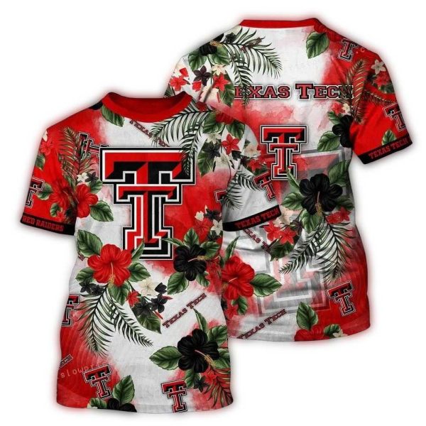 Texas Tech Red Raiders Floral Flower Pattern AOP T Shirt 1