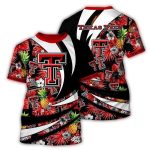 Texas Tech Red Raiders Floral Leafs Pineapple Vintage All-Over Print T-Shirt