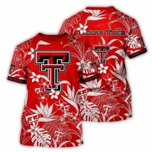 Texas Tech Red Raiders Floral Pattern All-Over Print T-Shirt