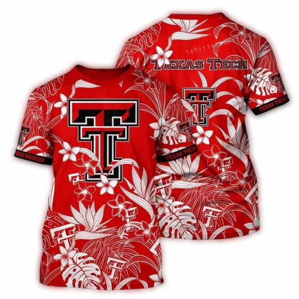 Texas Tech Red Raiders Floral Pattern AOP T Shirt 1