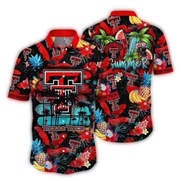 Texas Tech Red Raiders Floral and Fruit Pattern Tropical Hawaiian Shirt 1
