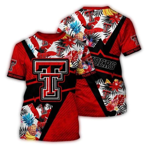 Texas Tech Red Raiders Floral and Pineapple AOP T Shirt 1