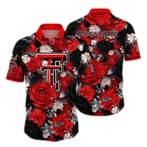 Texas Tech Red Raiders Flower Blossom Pattern Tropical Hawaiian Shirt 1