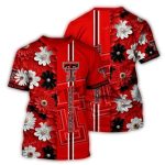 Texas Tech Red Raiders Flower Blossom Stripe All-Over Print T-Shirt