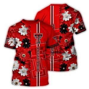 Texas Tech Red Raiders Flower Blossom Stripe All-Over Print T-Shirt
