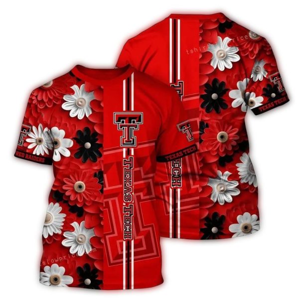Texas Tech Red Raiders Flower Blossom Stripe AOP T Shirt 1