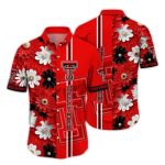 Texas Tech Red Raiders Flower Stripe Red Hawaiian Shirt