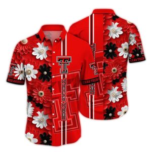 Texas Tech Red Raiders Flower Stripe Red Hawaiian Shirt