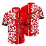 Texas Tech Red Raiders Flowers Leafs Stripe White Red Hawaiian Shirt