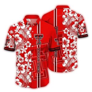 Texas Tech Red Raiders Flowers Leafs Stripe White Red Hawaiian Shirt
